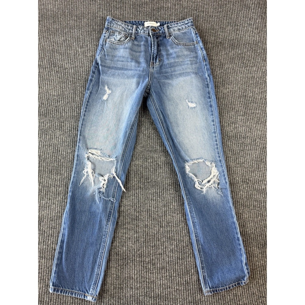 Bohme Jeans Women's Size 24 Long Blue Mom Strigid Distressed Ripped Knees Pants